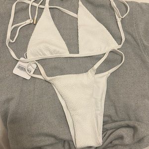 NWT Monday Swimwear Barbados Top & Bottom (White sand crinkle, S)